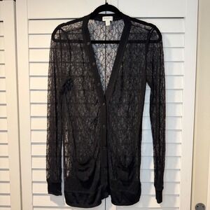 Rodarte For Target Lace Cardigan Sheer Button Front Lightweight Women L